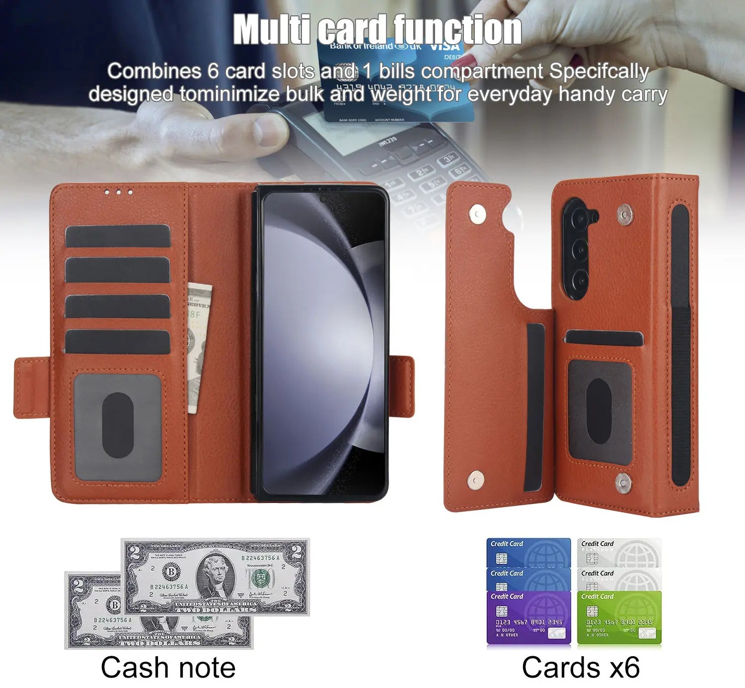 for Samsung Galaxy Z Fold 5/4/3 Phone Case,【RFID Blocking】for Women Men with Card Holder Leather Protective Cover for Z Fold 5