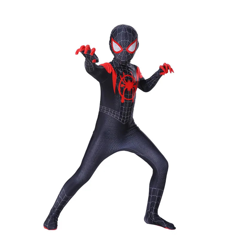 Spiderman Cosplay Fantasy Costumes Jumpsuit for Boys Girls Miles Morales Superhero Halloween Carnival Zentai Bodysuit