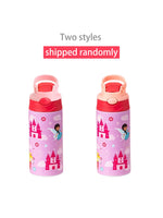 12OZ/350ml Cartoon Pattern Thermos Cup Stainless Steel Insulated Bottle Children Thermos Kettle Outdoor Portable Handheld Cup