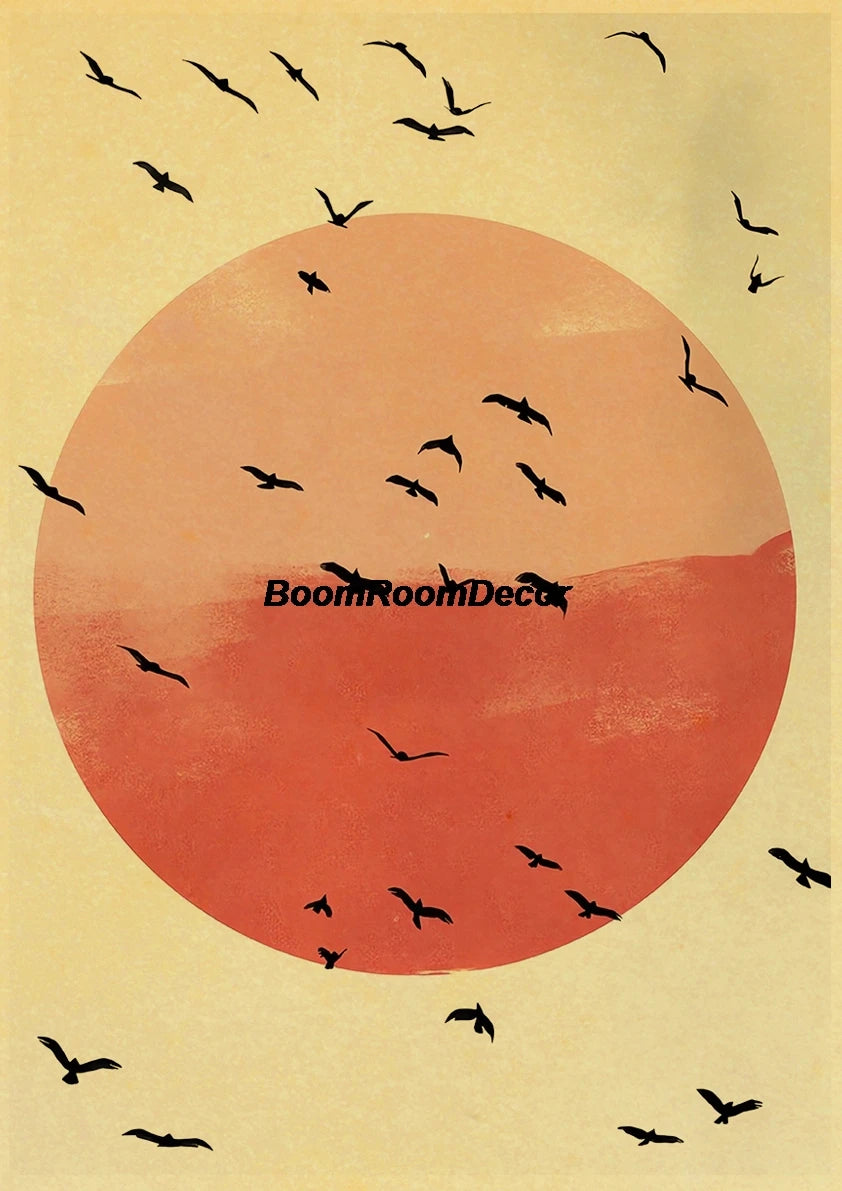 Retro Abstract Creative Poster Kraft Paper Nostalgia Canvas Prints Modern Landscape Coffee Bar Wall Art Posters Living Decor