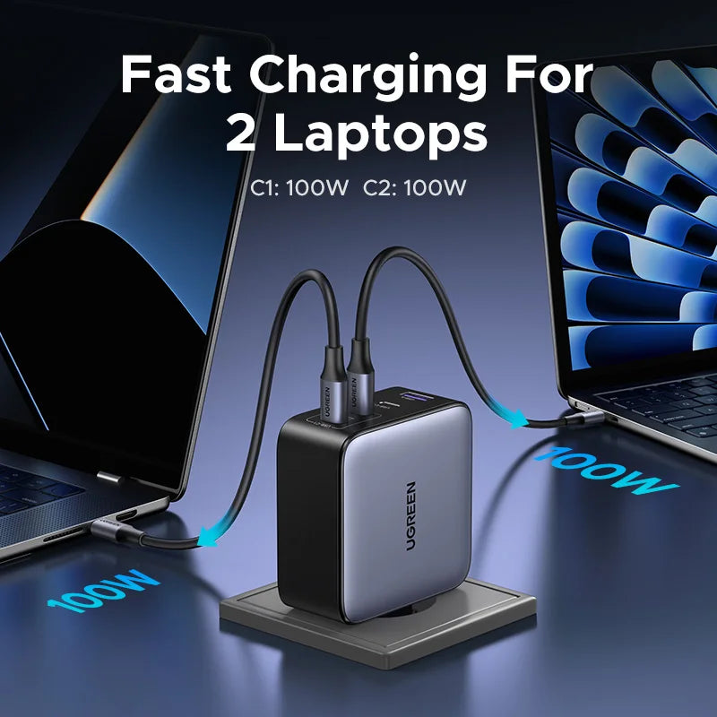 UGREEN 200W Travel GaN Charger PD 3.1 140W QC4.0 3.0 Quick Charge For Macbook Pro Laptops iPhone 17 16 Samsung S25 Xiaomi Tablet