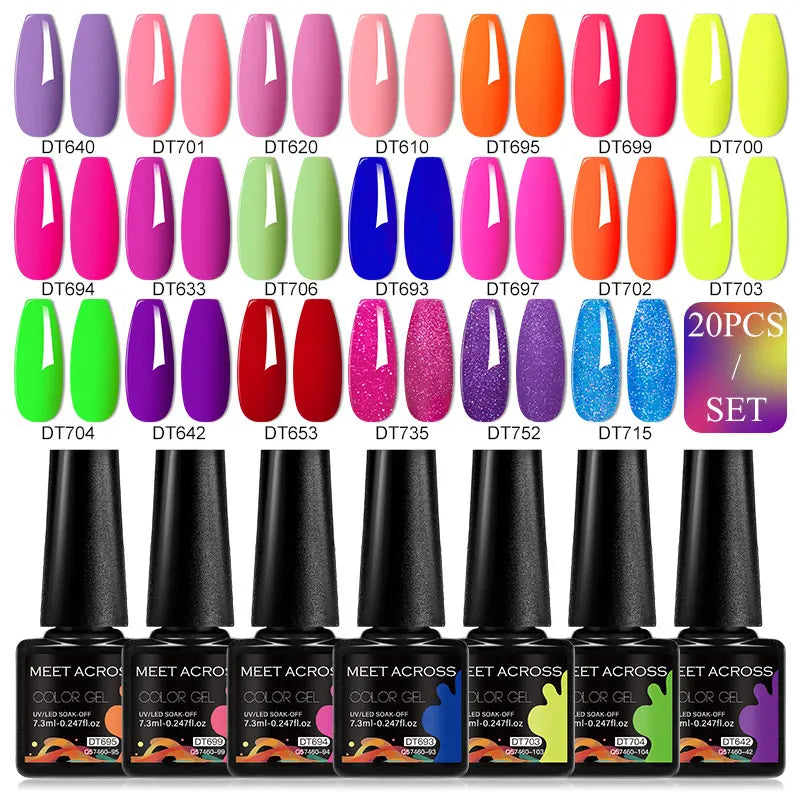 20pc Nail Gel Polish Set HEMA Free All-season Nails Long Lasting Soak Off Varnishes Kit for Manicure DIY UV/LED Gel Desgin