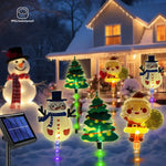 6pcs/set Solar-Powered Christmas Lawn Lights Santa Tree & Reindeer Designs for Outdoor Decor Waterproof Garden Lights Holiday