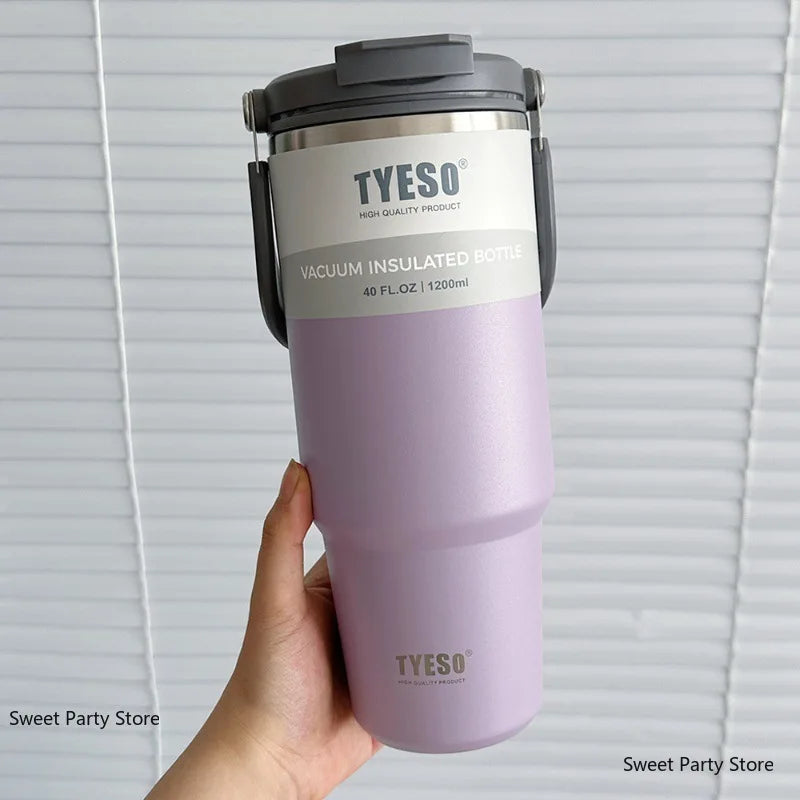 Tyeso 600/750/900/1050/1200ML Stainless Steel Thermos Bottle Car Coffee Cup Sports Water Bottles Keeps Cold and Heat Thermal Mug