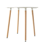 Modern Round Dining Table Nordic Scandinavian MDF Top Solid Beech Legs for Living Room Dining Room White