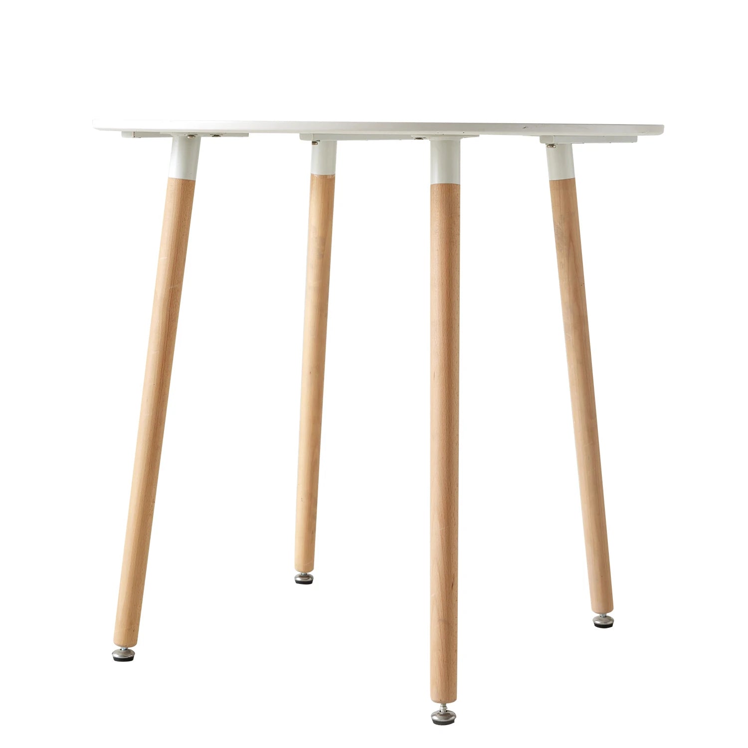 Modern Round Dining Table Nordic Scandinavian MDF Top Solid Beech Legs for Living Room Dining Room White