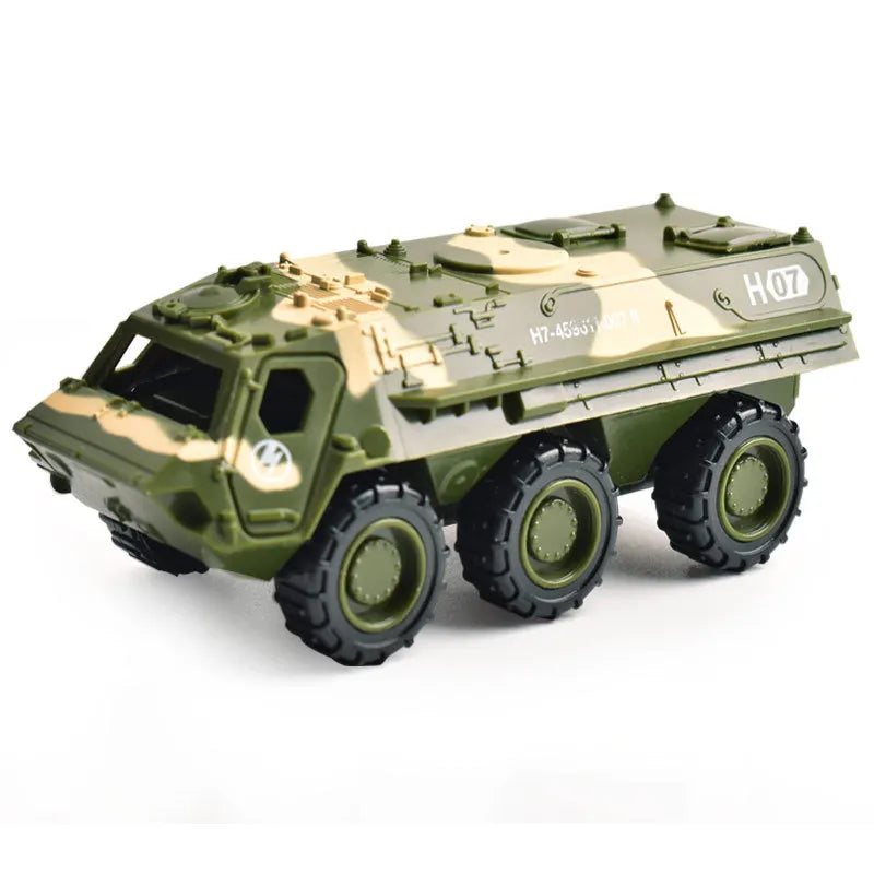 Alloy Metal Car Clockwork Simulation Military Armed Tank Armored Vehicle Car Truck Children's Toy Model Helicopter