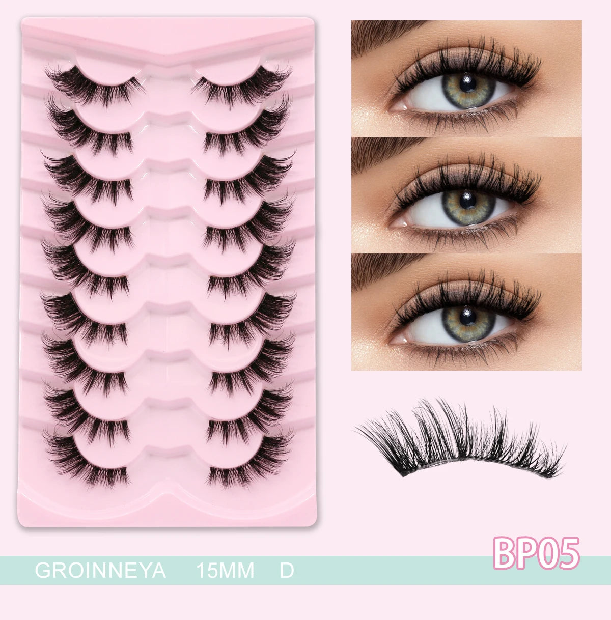 GROINNEYA Cat Eye Lashes Create Natural Look Half Eye Lashes With Winged Ends For Extended Eyelash For Daily Use