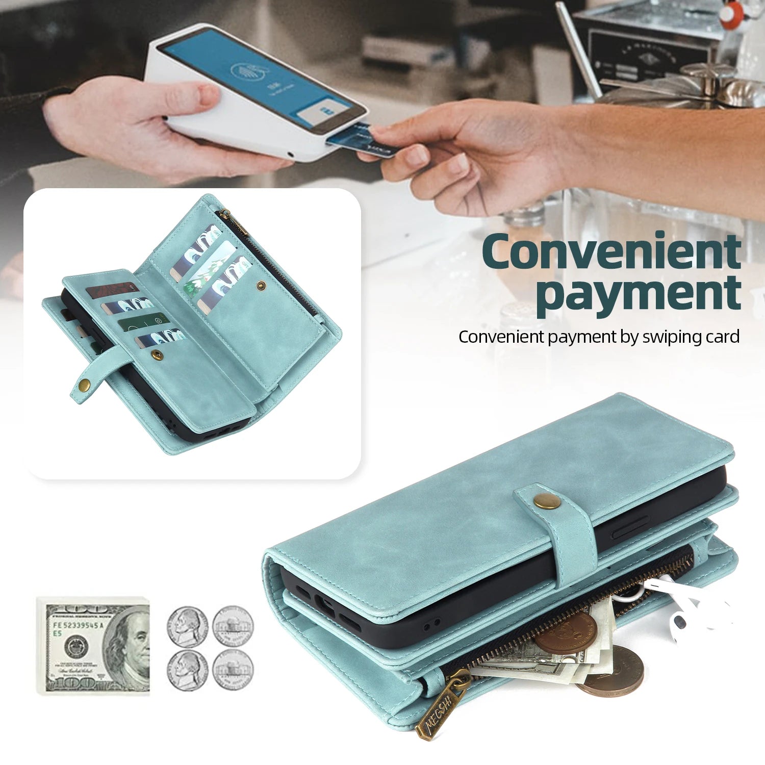 for Samsung Galaxy S23 S22 Ultra S21 S20 FE Plus A14 A34 54 A12 A33 A52 A53 A72 A73 Multifunctional Wallet Leather Case Cover