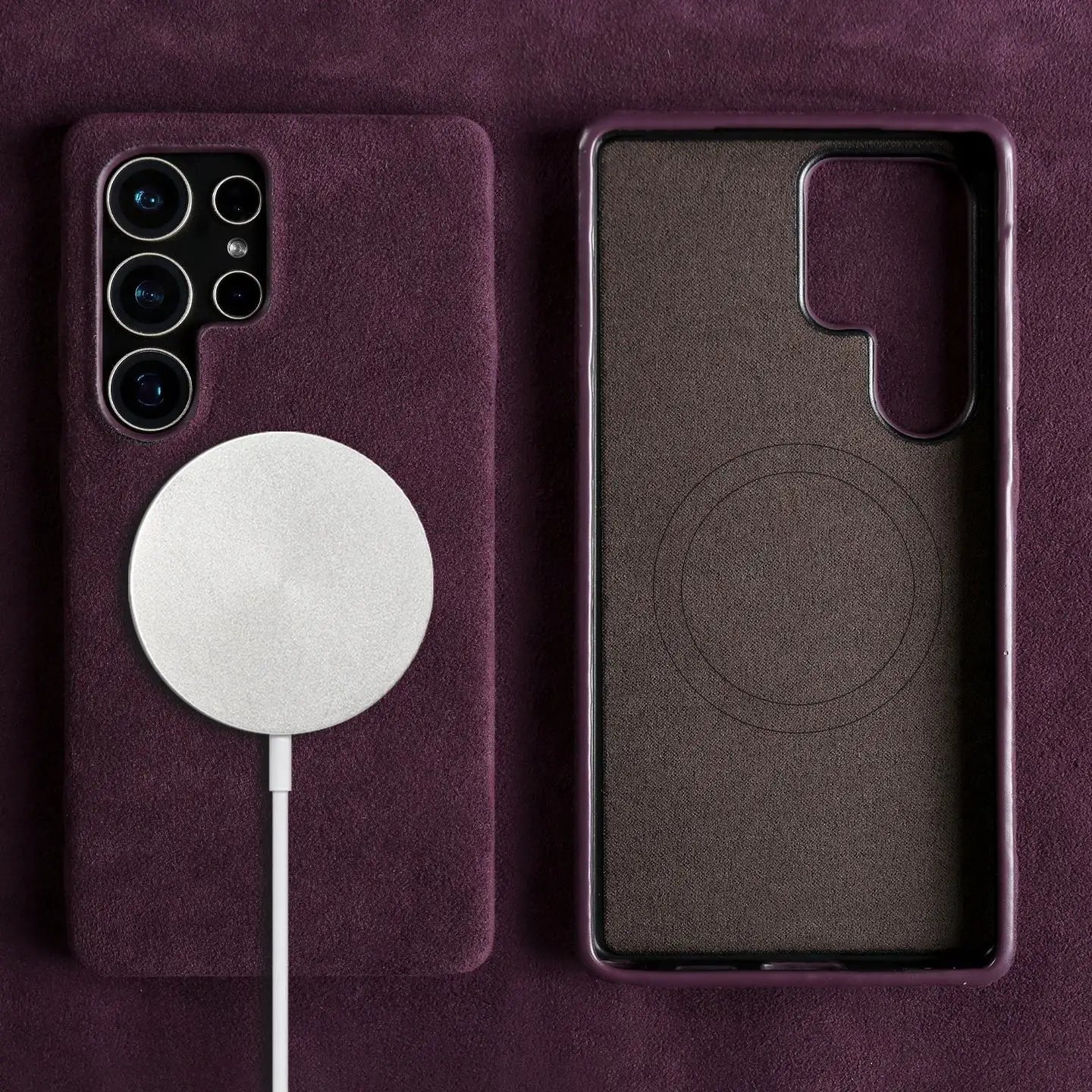 Full Coverage Magnetic ALCANTARA Case For Samsung Galaxy S25 Ultra S24 S23 S21 for Magsafe Artificial Leather Suede Phone Cover