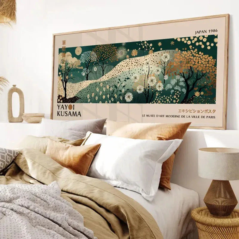 Yayoi Kusama Art Print, Yayoi Kusama Exhibition, Japanese Gallery Wall Art, Kusama Poster, Yayoi Kusama Abstract Green Poster