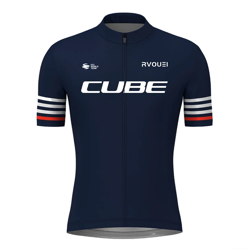 Rvouei Cube Pro Summer Cycling Jersey Set Summer Breathable Bicycle Men's MTB Bike Clothing Maillot Ropa Ciclismo Uniform Suit