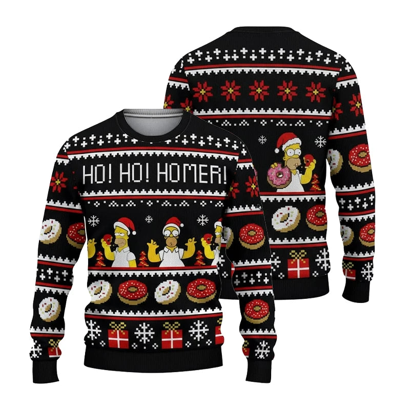 2026 Hot The Simpsons Print Sweatshirt Winter Christmas Ugly Hoodie Women's Casual Pullover Harajuku Festive Streetwear Y2k Top