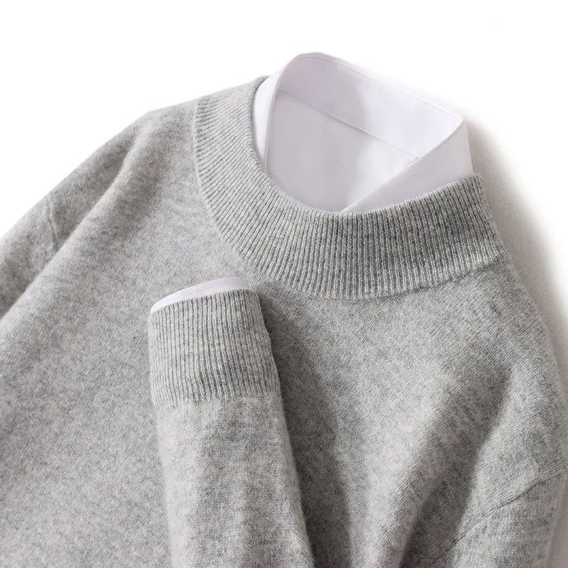 100% Pure Wool Sweater For Men, Half High Neck Knitted Pullover, Long Sleeved Casual Autumn Winter Thick High-End Sweater Warmth