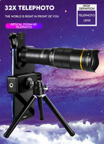 32x Professional Telescope Monocular HD Zoom Phone Lens Camera Telephoto With Tripod Metal Telescope For Tourism Camping