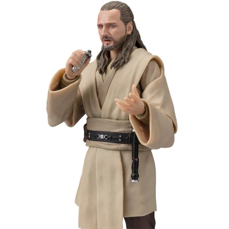 In Stock Original Bandai SHF Qui-Gon Jinn Star Wars The Phantom Menace Action Figure Animation Toy Model Collector Anime Hobby