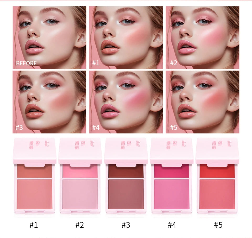 Blush Juvia's Cream Powder Matte Blush Makeup Rose Pan Long-lasting Wearing High Pigment Natural Matte Blush Duo Cosmtics