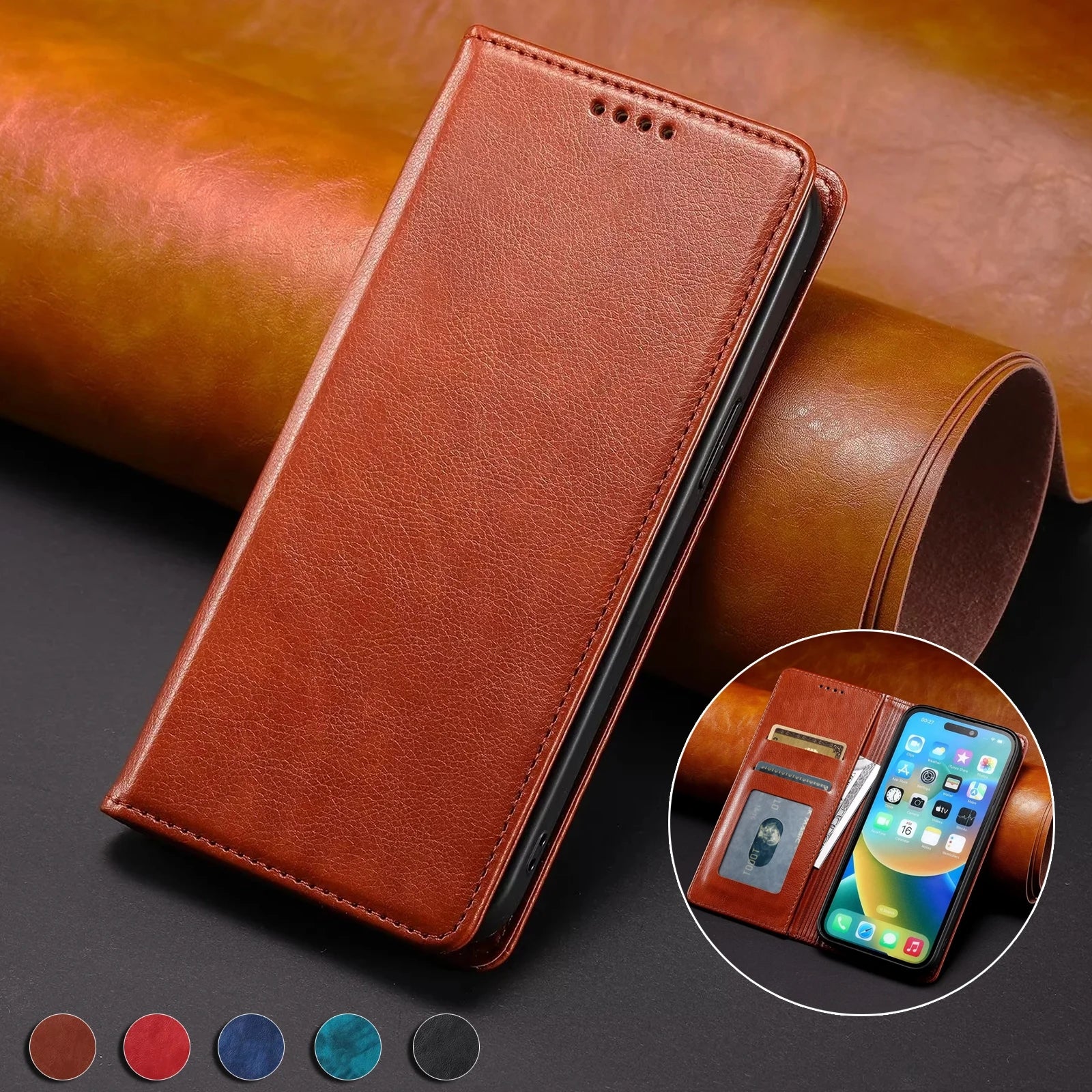 Leather Case For Samsung Galaxy A15 A25 A35 A55 A05S A14 A24 A34 A54 A13 A23 A33 A53 A73 A52 A12 A32 Wallet Magnetic Flip Cover
