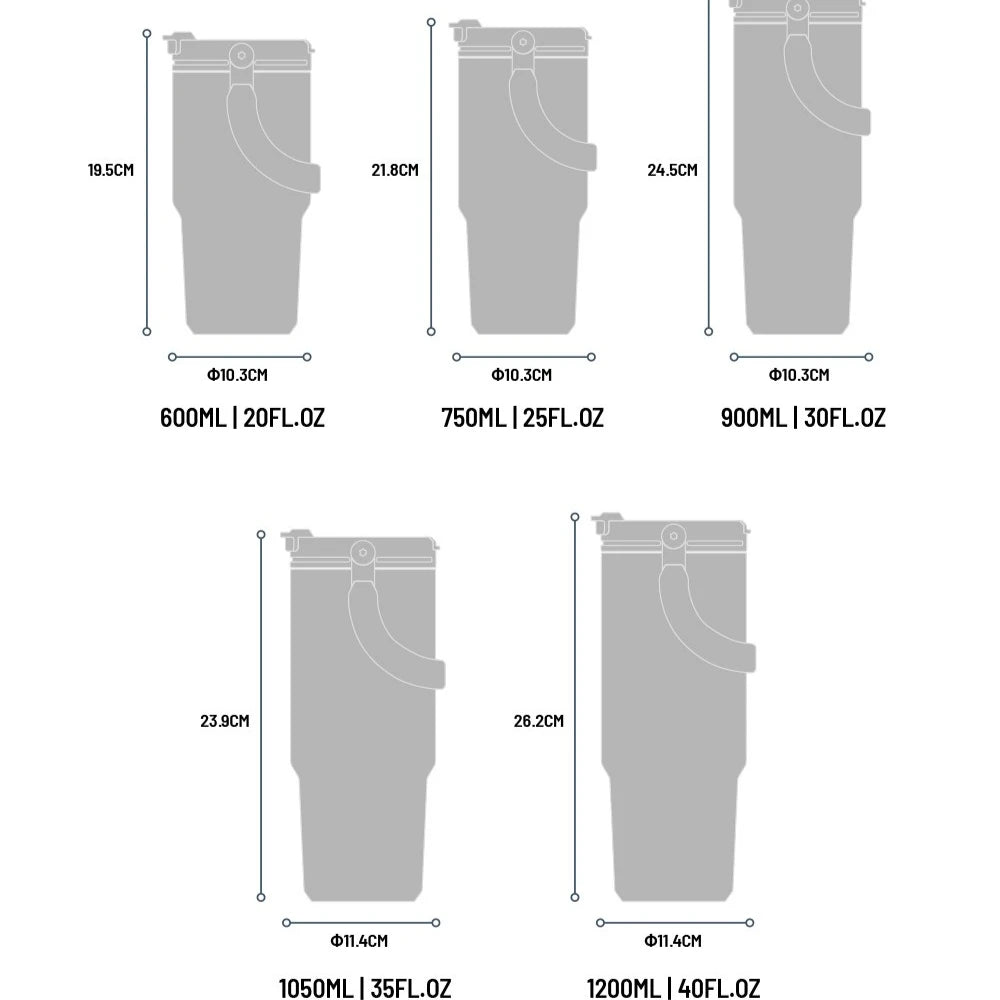 Tyeso Large-Capacity Vacuum Flasks Handle Vacuum Cup Dual-Drink Coffee Mug Stainless Steel Ice Cup Car Bottle Hot Cold Retention