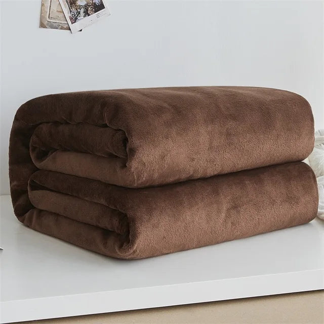 Spring Winter Winter Flannel Blanket Fluffy Warm Soft Sofa Cover Bedspread Solid Blue Black Coral Fleece Plush Blankets For Beds