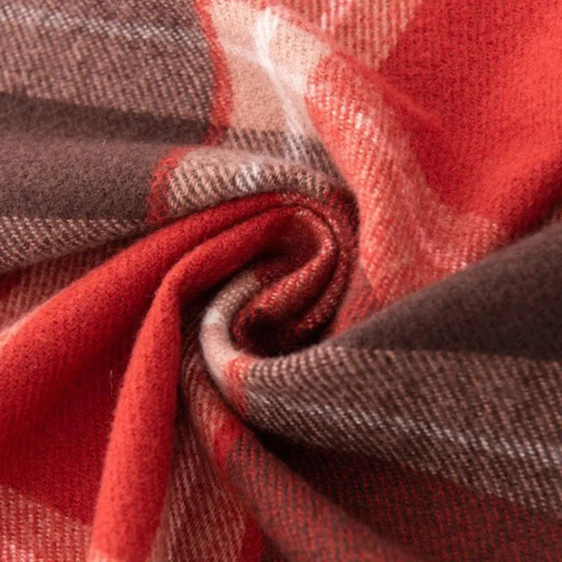 Christmas Red Scarf For Women Imitation Cashmere Plaid Printed Plush Scarf Trend Premium Warm Shawl Tassel Scarves