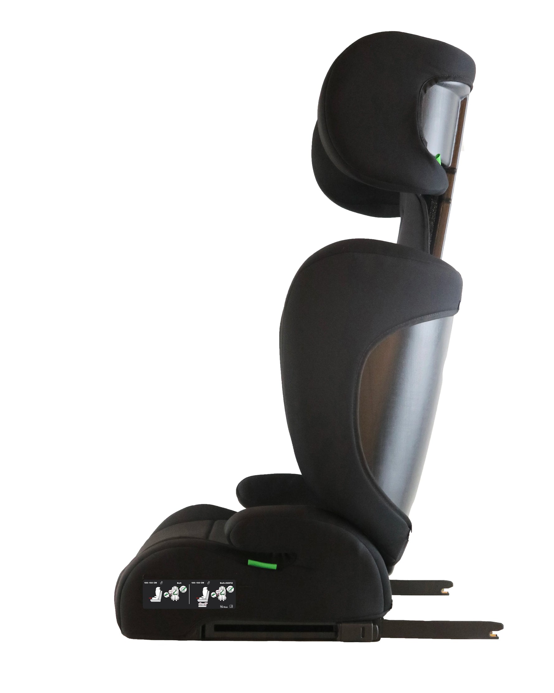 I-Size child seat booster 100-150cm with ISOFIX | Adjustable headrest & 3-point strap | ECE R129 Certified (black)