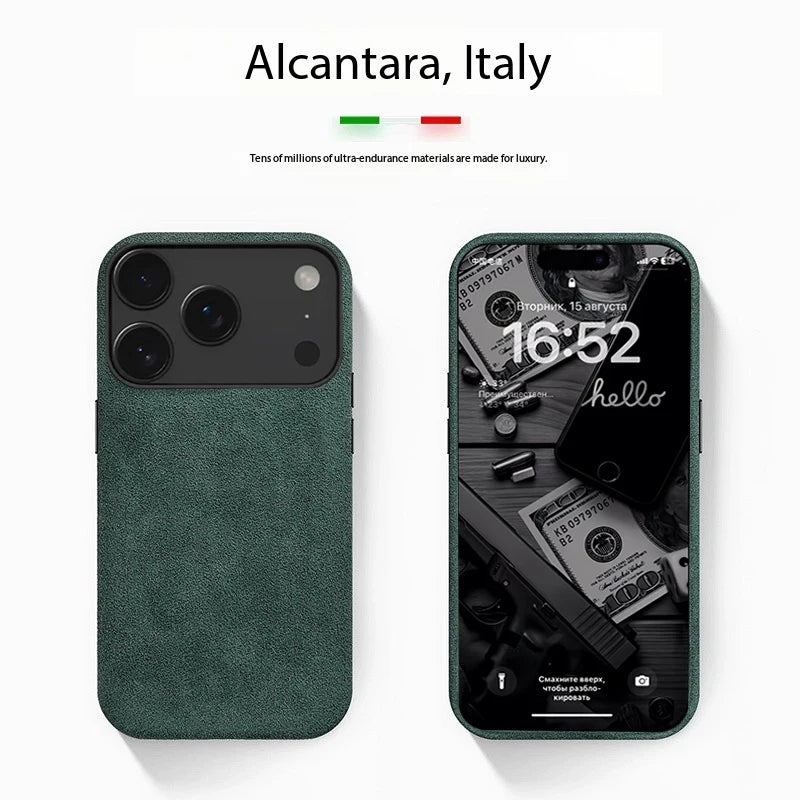 Real Italy Alcantara Magsafe Case for iPhone 17 Pro Max Air Premium Magnetic Cover Suede Leather Cases for iPhone 16 17 Pro Max