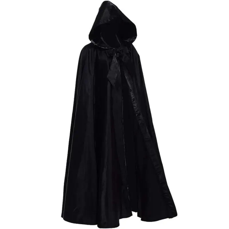 Witchcraft Vampire Robe for Adult, Hooded Long Cloak, Halloween Party, Cosplay Costume, Black, Medieval Cloaks, 2024 Hot Selling