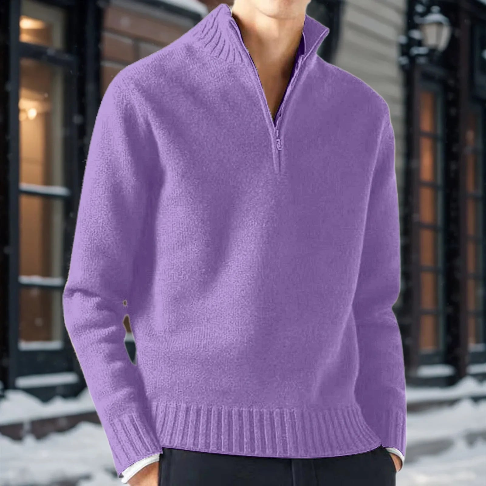 Sweaters For Men Clearance Casual Simple Bottom Sweater Solid Color Warm Knit Half Zip Long Sleeve Sweater Nuevo En SuéTeres