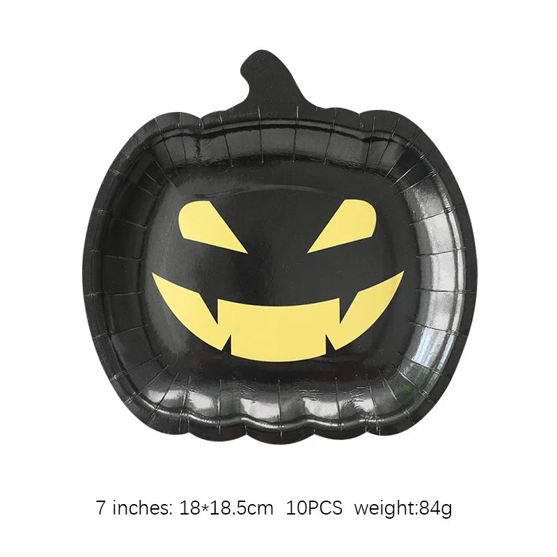 Halloween Thanksgiving Disposable Tableware White Paper Plates Halloween Pumpkin Party Supplies Birthday Party Decor