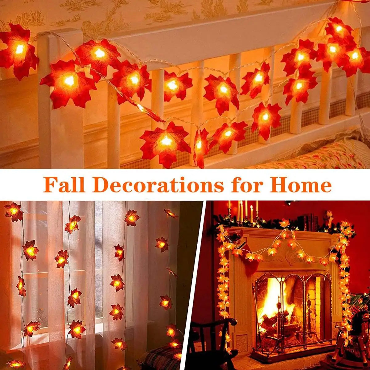 1PC USB/Battery Case Maple Leaf String Lights 10/20/40 LED Lights Waterproof For Halloween Outdoor Autumn Thanksgiving Decor