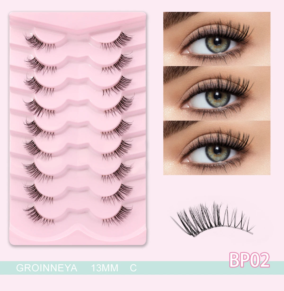 GROINNEYA Cat Eye Lashes Create Natural Look Half Eye Lashes With Winged Ends For Extended Eyelash For Daily Use