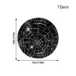 Halloween Party Spider Web Disposable Tableware Set Black Paper Plates Cups Napkin Halloween Birthday Party Decoration Supplies