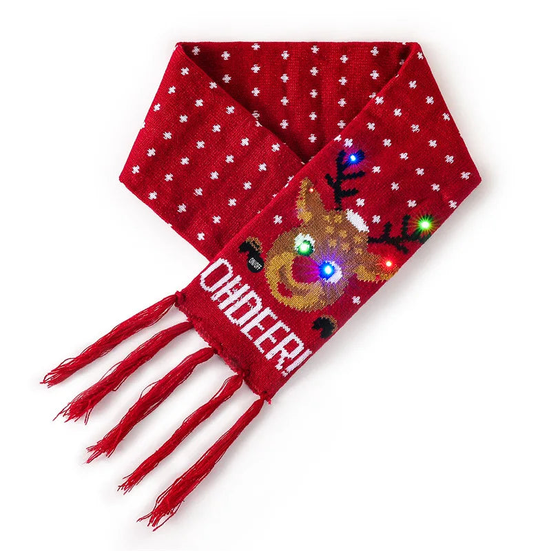 Christmas LED Scarf - Knitted Multicolor Light-Up Scarf for Kids and Adults