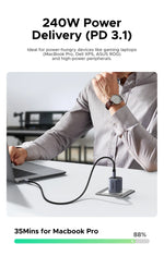 UGREEN USB4 Gen3 240W & USB3.1 Gen2 Fast Charging Cable 1m, Aluminum Shell Braided Nylon, PD3.1 for MacBook Pro iPad