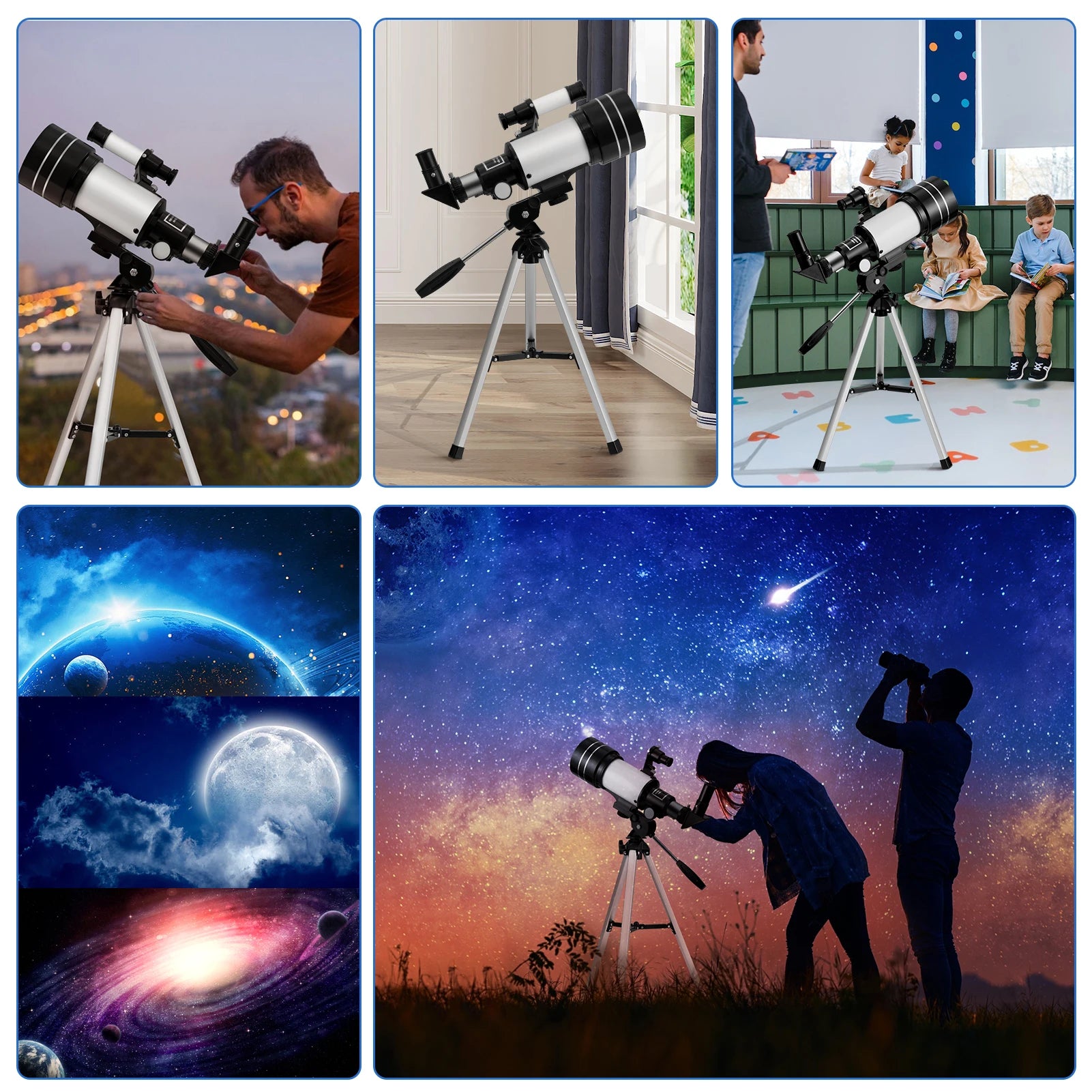 Astronomical Telescope With Finderscope For Child Beginner 150 Times Zoom High-definition Moon Viewing Telescope With Phone Rack