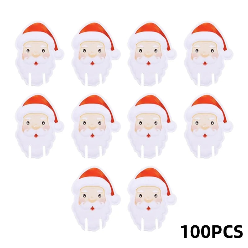 10pcs Santa Claus Snowman Tree Wine Glass 2024 Merry Christmas Decorations For Home Table Place Cards Xmas Gift New Year Party