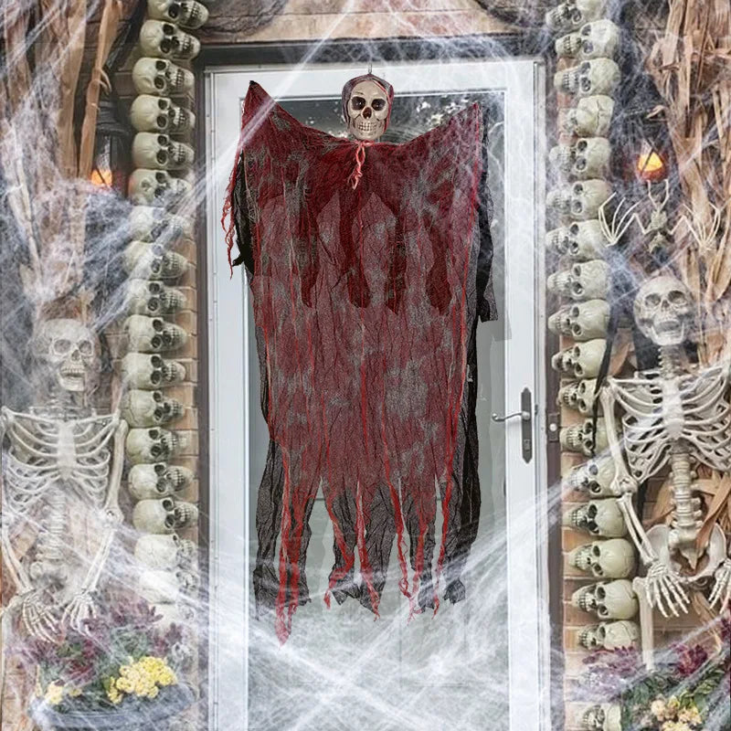 1Set Halloween Decorative Hanging Ghost Skull Skeleton Gauze Haunted Home Party Horror Props Hanger House Yard Party Hanging
