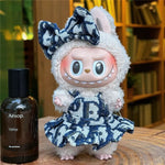 17cm For Labubu Doll Clothing Skirt Bowhair Accessory Set Retro Bib Pants Clothes Luxury Messenger Bag Shoes Set Sitting Party