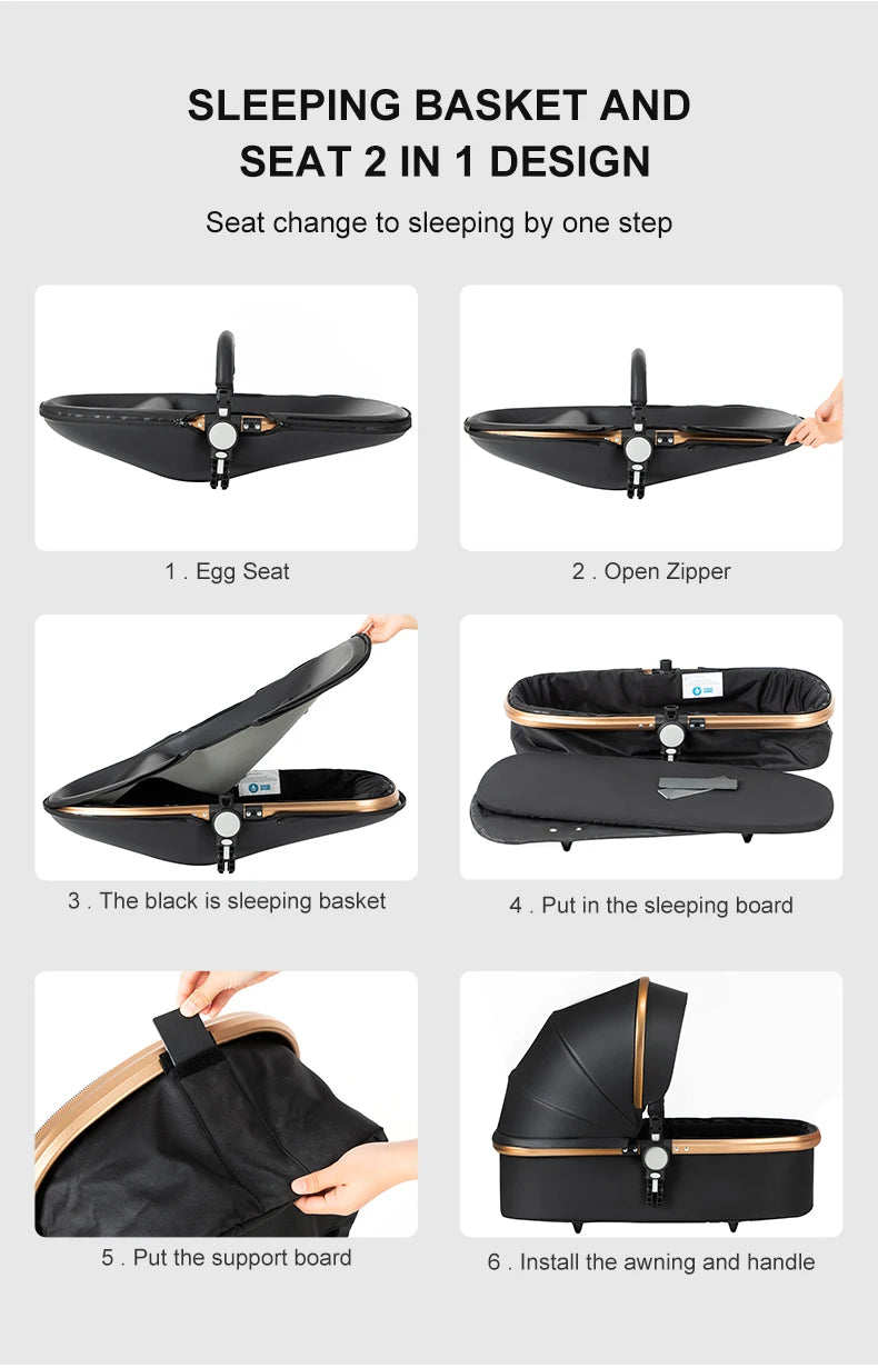 3 in 1 Lightweight High Landscape Baby Stroller Cart Carriage for Newborn Luxury Pushchair