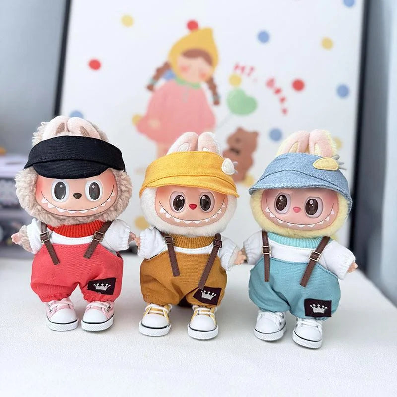 17cm Mini Plush Doll'S Clothes Outfit Accessories For Korea Kpop Exo Labubu Idol overalls pants set Macaron doll Clothing Gift