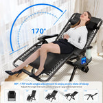 Garden Sunloungers Outdoor Textilene Adjustable Zero Gravity Folding Reclining Lounge Chair with Cup Holder and Headrest Pillow