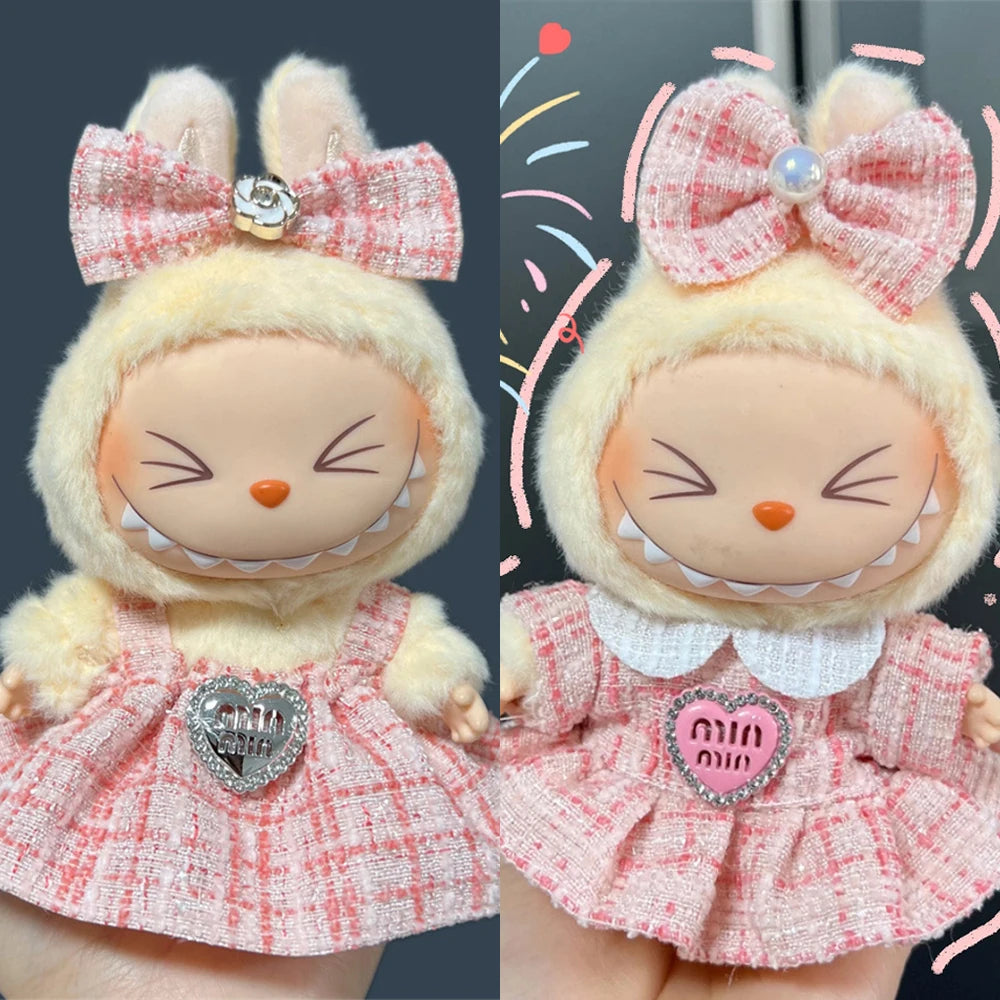 Sweet Princess Style Doll's Cloth for Labubu 17cm The Monster Outfit Accessories Clothing DIY Kids Gift High-quality Dress Cloak