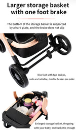 Lightweight Baby Stroller 3 in 1 Stroller PU Leather Stroller for Newborn Baby Car Seat Portable Baby Cart Pram High Landscape
