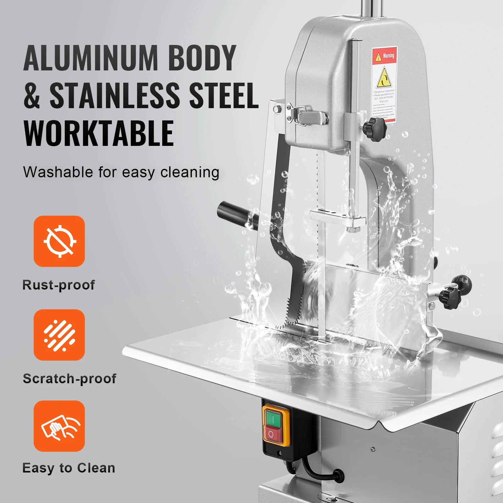 SucceBuy Commercial Electric Meat Bandsaw 650W 1800W Stainless Steel Countertop Bone Sawing Machine Frozen Fish Cutter for Pork