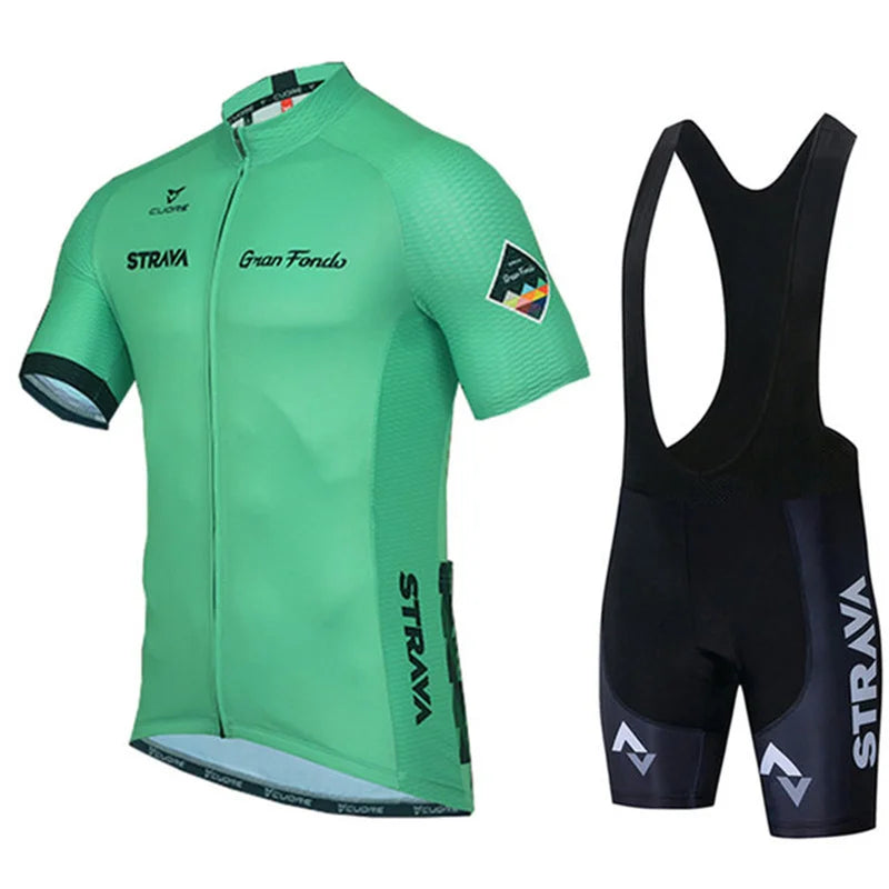 2025 STRAVA Cycling Jersey Set – Men’s Short Sleeve Pro Team Bike Clothing, Summer Road & MTB Bicycle Wear Maillot Ciclismo
