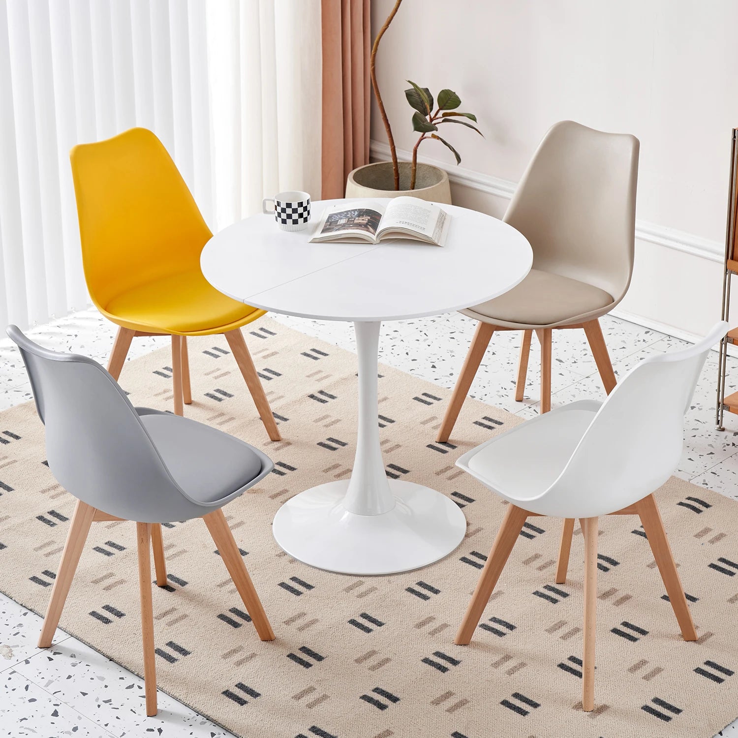 White Round Table Fixed Gina Kitchen Dining Room Living Room Nordic Modern Style Furniture Small Balcony Table 80CM