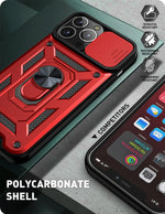 For iPhone 16 17 15 14 13 12 11 Pro Max Mini Plus Air Military Grade Bumpers Ring Cover Slide Camera Lens Protector Armor Case