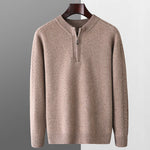 100% pure wool sweater round neck men's thick solid color long sleeved pullover sweater zipper wool knit winter cashmere sweater