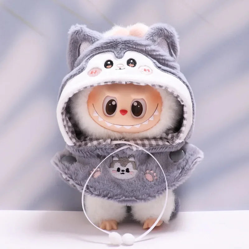 Only Clothes  for Labubu Doll Clothes Puppy Shark Cape Cape Fashionable and Cute Set Change Clothes